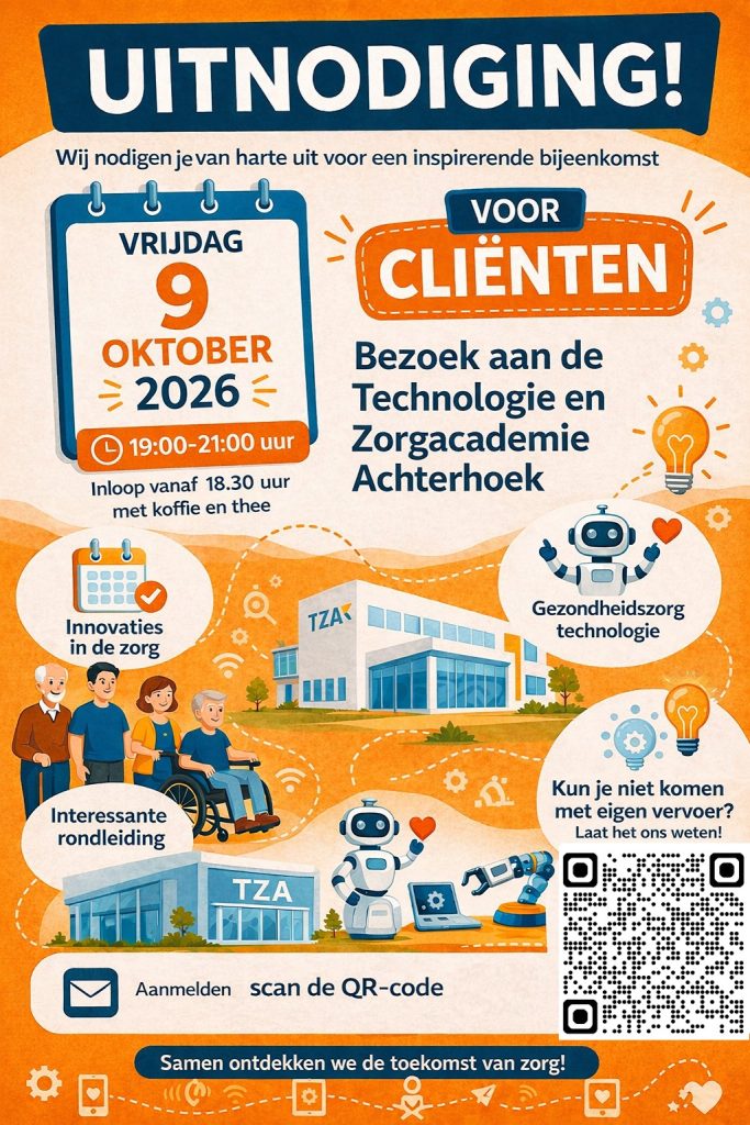 Cliëntbijeenkomst bij de TZA – over zorgtechnologie – vrijdagavond 9 oktober
