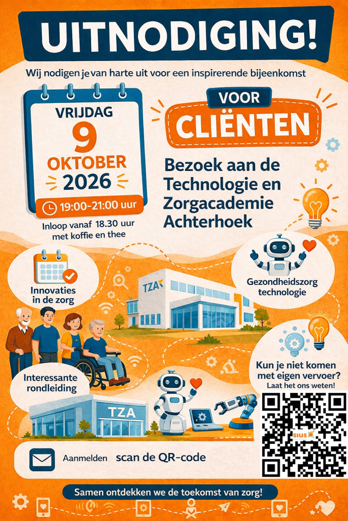 Cliëntbijeenkomst bij de TZA – over zorgtechnologie – vrijdagavond 9 oktober