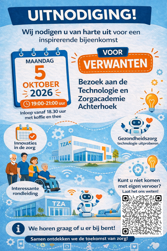 Verwantenbijeenkomst bij de TZA – over zorgtechnologie – maandagavond 5 oktober